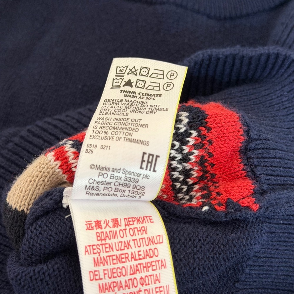Navy Blue Soldier Knit Sweater Jumper Size 2T Marks & Spencer Kids Blokecore - Picture 5 of 7